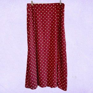 Shein burgundy maxi polka dot skirt